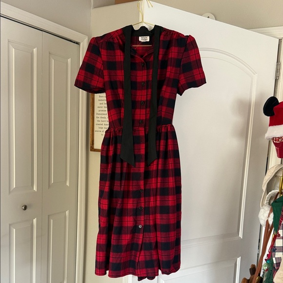 Unique Vintage Dresses & Skirts - Unique Vintage Red and Black Plaid Dress